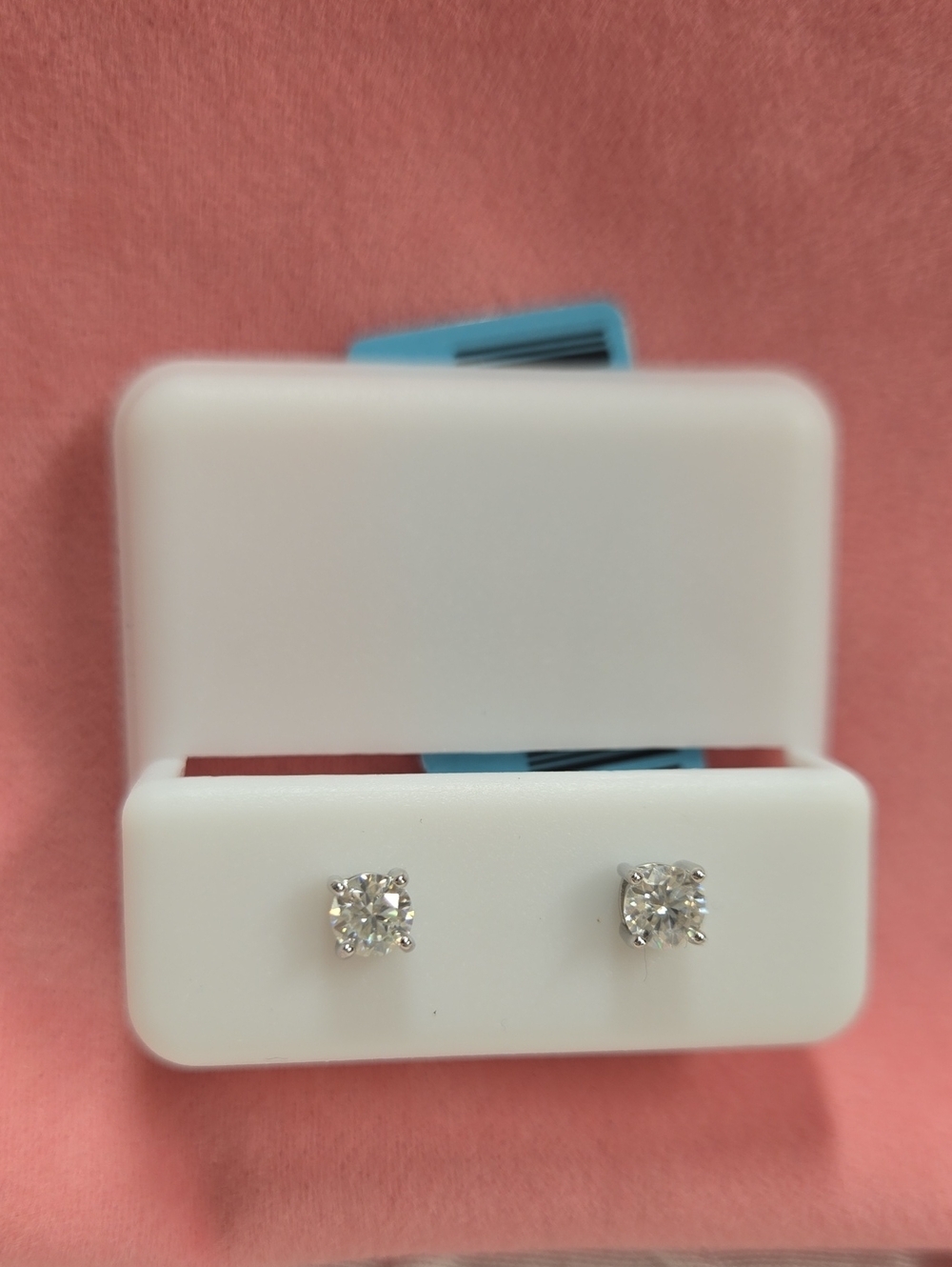 Sterling Silver White .44 Carat Moissanite Stud Earrings